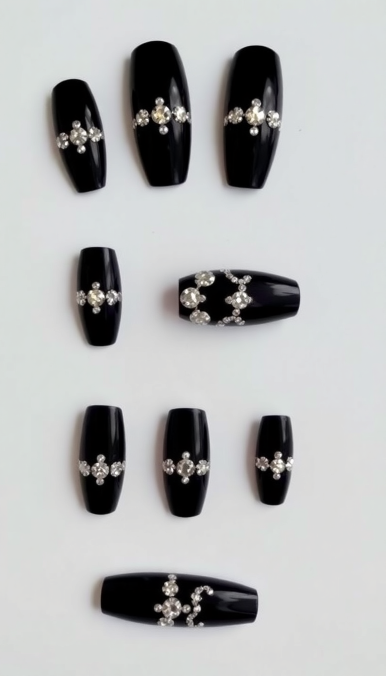 9. Classic Black with Silver Rhinestones