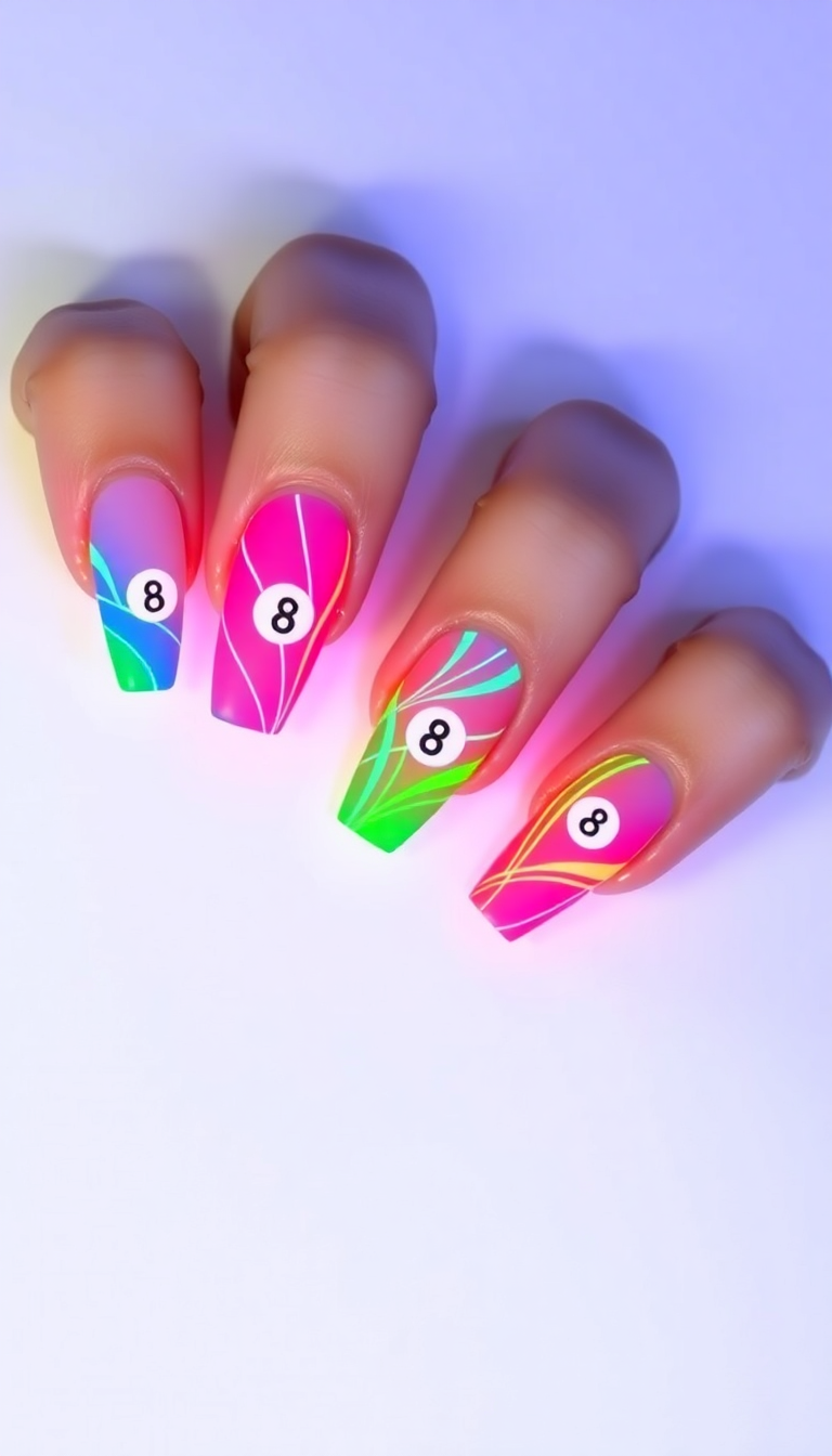 9. Neon Lights - Vibrant 8-Ball Vibes