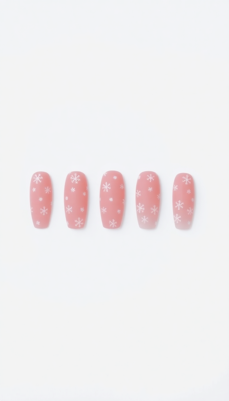 9. Romantic Pink with White Snowflakes